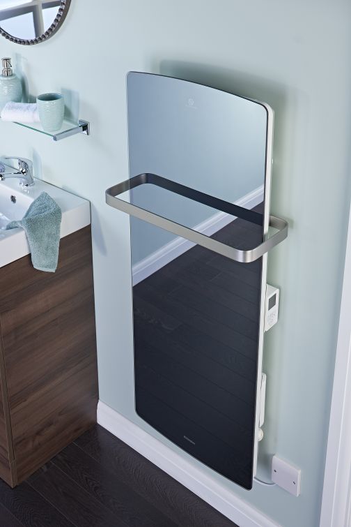 mirrored finish bathroom panel heater