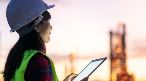 Engineer overseeing construction