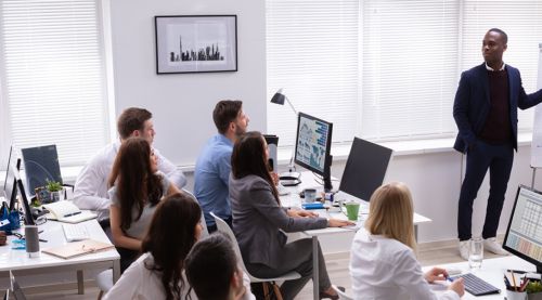 group of people in a training class