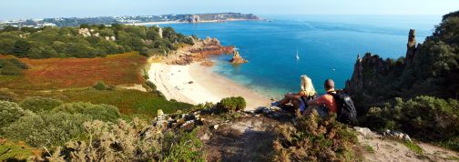 landscape image of beach at Beauport, St Brelade, Jersey, Channel Islands