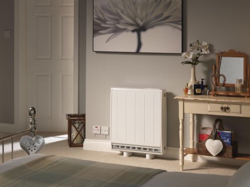 Dimplex quantum storage heater in bedroom