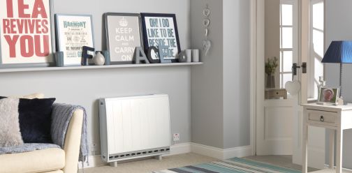 quantum storage heater in the living room of a house