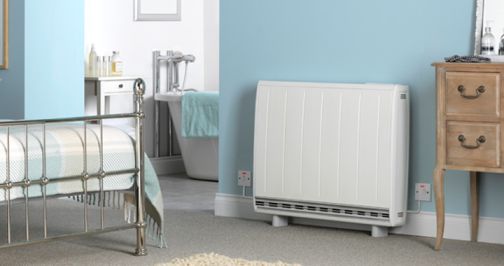 Dimplex quantum storage heater in bedroom