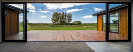 View of back garden through window