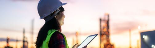 Engineer overseeing construction