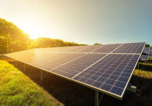 Solar panel in field