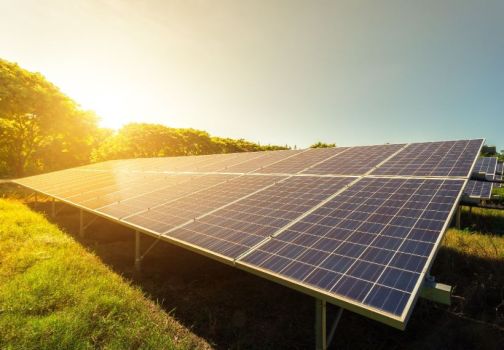 Solar panel in field 