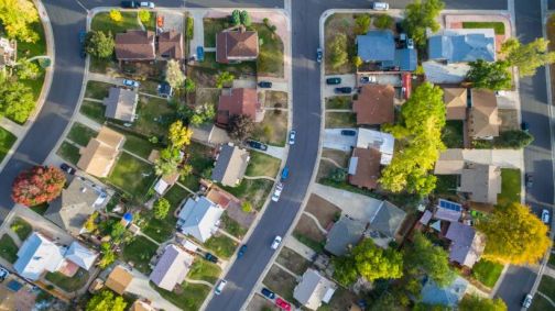 overhead view of neighborhood