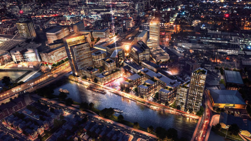 Cardiff Quay at night