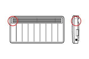 Image showing location of product model number on panel heater