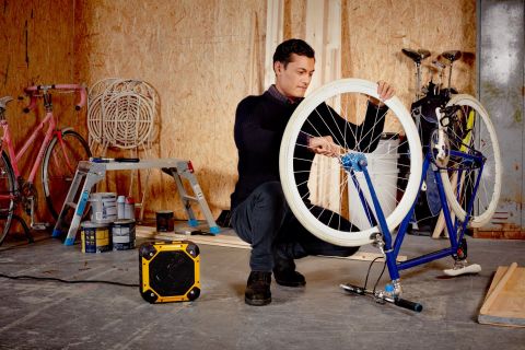 portable heater in bicycle shed