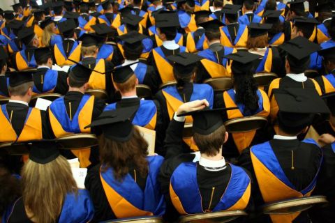 university graduates overhead shot 