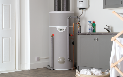 Dimplex Edel hot 200l water heat pump in utility room