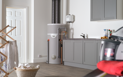 Dimplex Edel hot 200l water heat pump in utility room