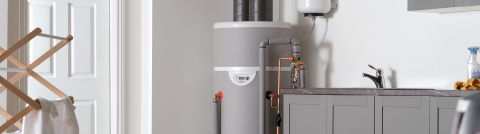 Edel hot water heatpump installed next to a sink