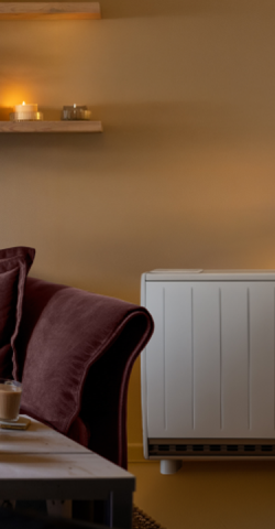 Dimplex heater on the wall of living room