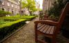 benches overlooking home garden